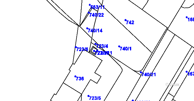 Parcela st. 723/11 v KÚ Kopřivnice, Katastrální mapa
