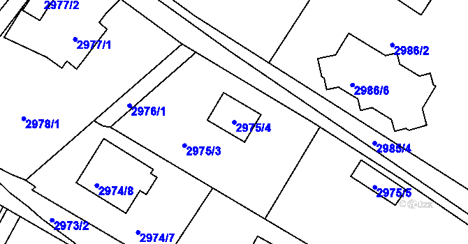 Parcela st. 2975/4 v KÚ Kopřivnice, Katastrální mapa