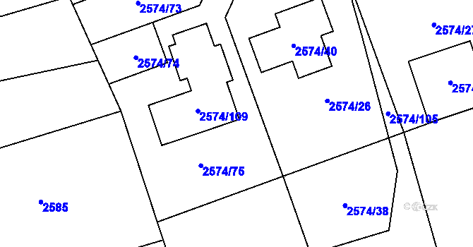 Parcela st. 2574/77 v KÚ Kopřivnice, Katastrální mapa