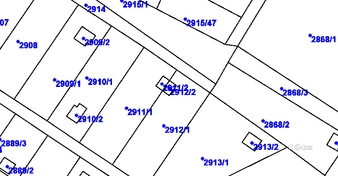 Parcela st. 2912/2 v KÚ Kopřivnice, Katastrální mapa
