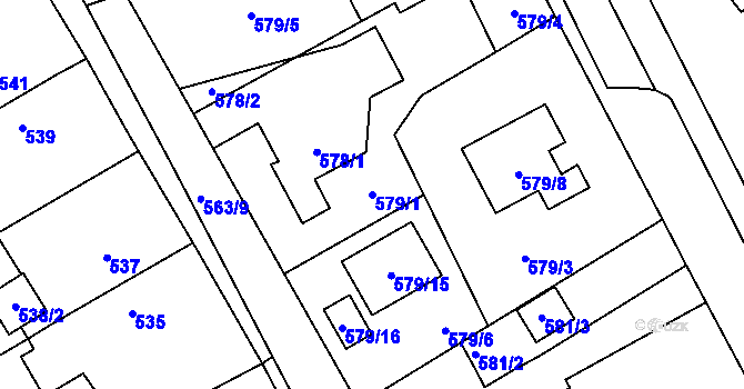 Parcela st. 579/1 v KÚ Kopřivnice, Katastrální mapa