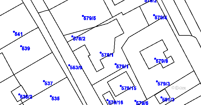 Parcela st. 578/1 v KÚ Kopřivnice, Katastrální mapa