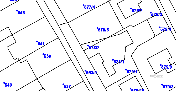 Parcela st. 578/2 v KÚ Kopřivnice, Katastrální mapa