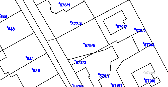 Parcela st. 579/5 v KÚ Kopřivnice, Katastrální mapa