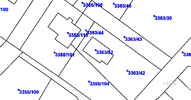Parcela st. 3363/52 v KÚ Kopřivnice, Katastrální mapa