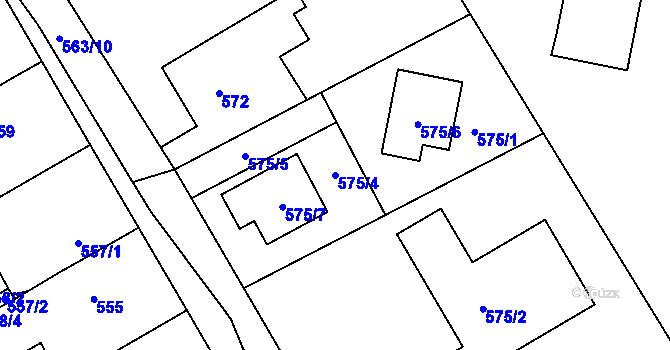 Parcela st. 575/4 v KÚ Kopřivnice, Katastrální mapa