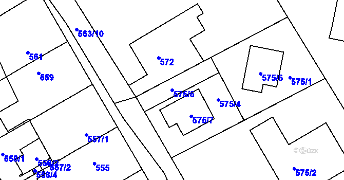 Parcela st. 575/5 v KÚ Kopřivnice, Katastrální mapa