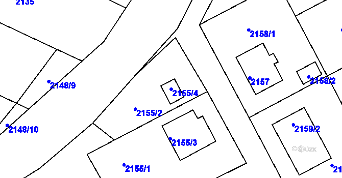 Parcela st. 2155/4 v KÚ Kopřivnice, Katastrální mapa