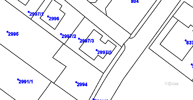Parcela st. 2997/5 v KÚ Kopřivnice, Katastrální mapa