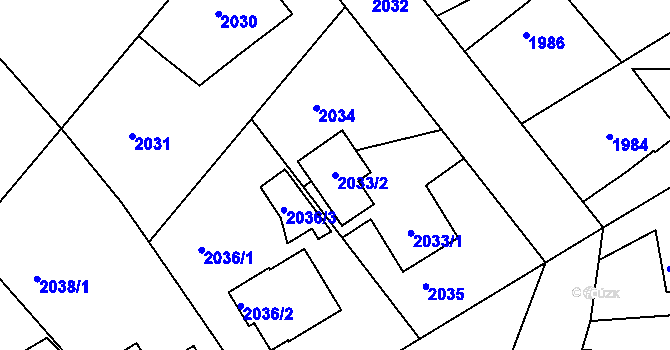 Parcela st. 2033/2 v KÚ Kopřivnice, Katastrální mapa