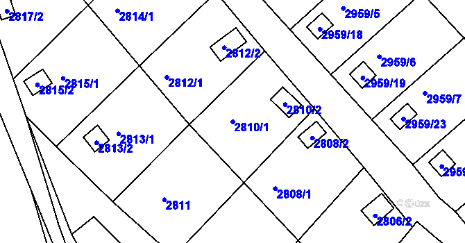 Parcela st. 2810/1 v KÚ Kopřivnice, Katastrální mapa