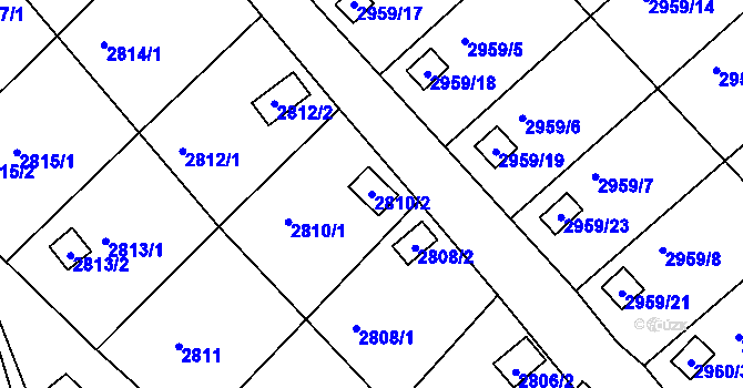 Parcela st. 2810/2 v KÚ Kopřivnice, Katastrální mapa
