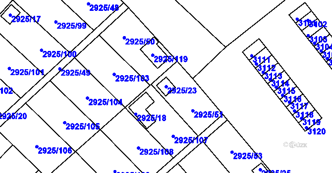 Parcela st. 2925/23 v KÚ Kopřivnice, Katastrální mapa