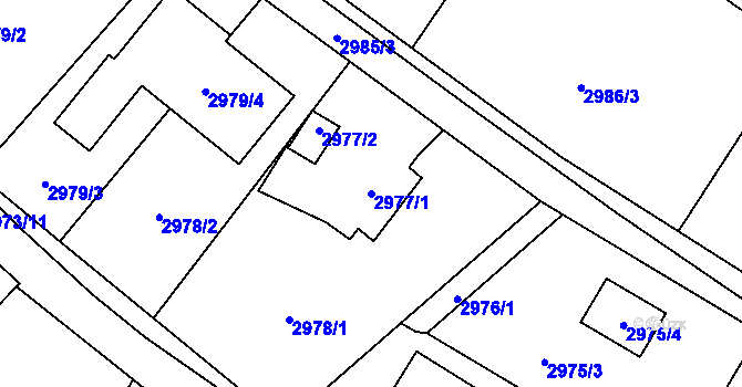 Parcela st. 2977/1 v KÚ Kopřivnice, Katastrální mapa