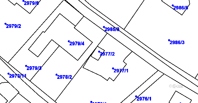 Parcela st. 2977/2 v KÚ Kopřivnice, Katastrální mapa