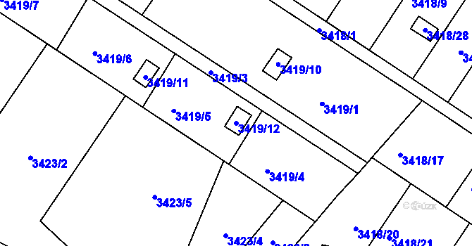 Parcela st. 3419/12 v KÚ Kopřivnice, Katastrální mapa