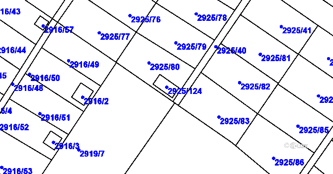 Parcela st. 2925/124 v KÚ Kopřivnice, Katastrální mapa