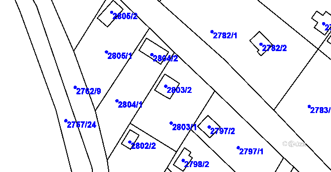 Parcela st. 2803/2 v KÚ Kopřivnice, Katastrální mapa