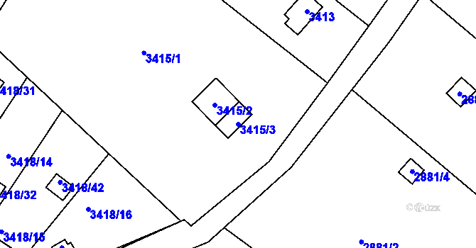 Parcela st. 3415/3 v KÚ Kopřivnice, Katastrální mapa