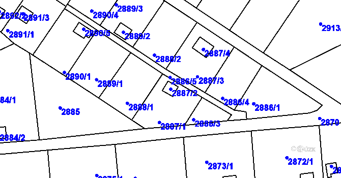 Parcela st. 2887/2 v KÚ Kopřivnice, Katastrální mapa