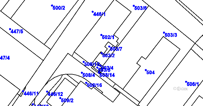 Parcela st. 502/2 v KÚ Kopřivnice, Katastrální mapa