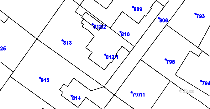 Parcela st. 812/1 v KÚ Kopřivnice, Katastrální mapa