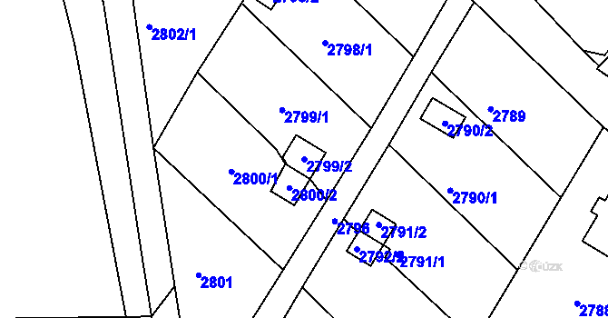 Parcela st. 2799/2 v KÚ Kopřivnice, Katastrální mapa