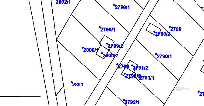 Parcela st. 2800/2 v KÚ Kopřivnice, Katastrální mapa