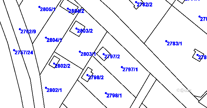 Parcela st. 2797/2 v KÚ Kopřivnice, Katastrální mapa