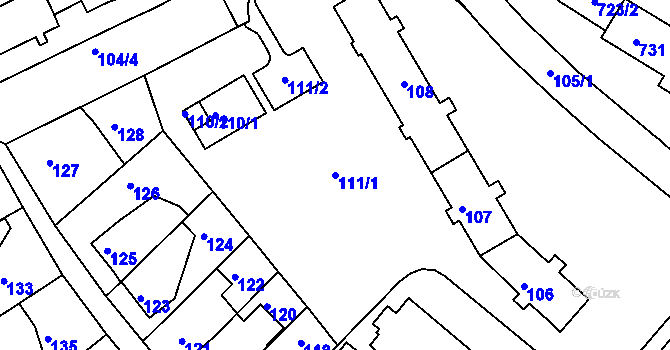 Parcela st. 111/1 v KÚ Kopřivnice, Katastrální mapa
