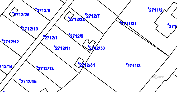 Parcela st. 2712/33 v KÚ Kopřivnice, Katastrální mapa