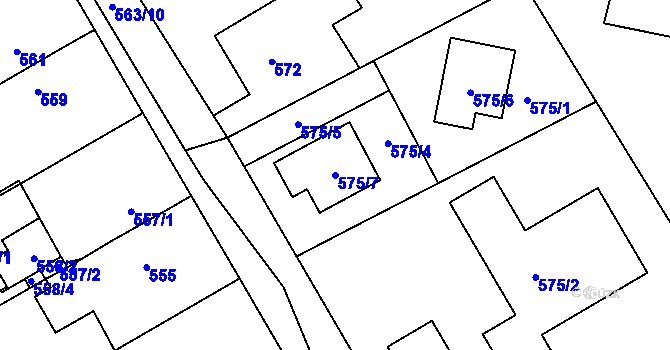 Parcela st. 575/7 v KÚ Kopřivnice, Katastrální mapa