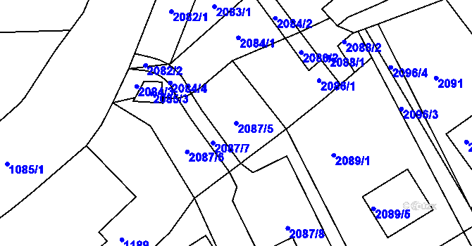 Parcela st. 2087/5 v KÚ Kopřivnice, Katastrální mapa