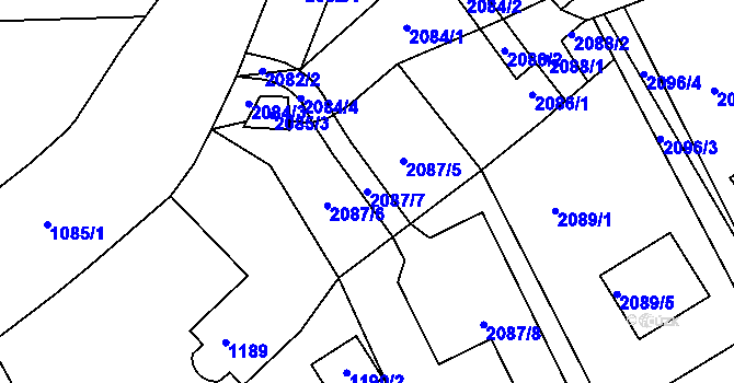 Parcela st. 2087/7 v KÚ Kopřivnice, Katastrální mapa