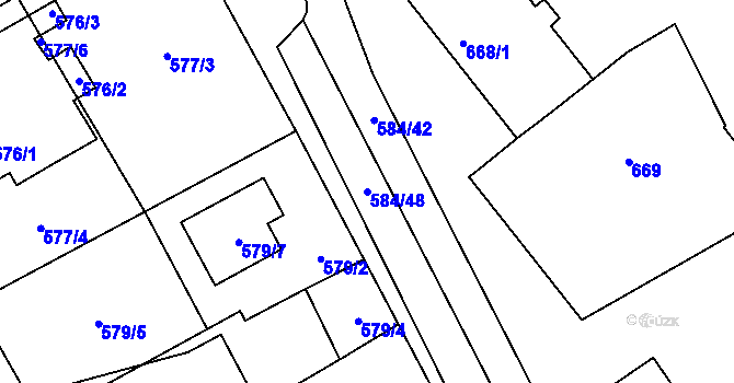 Parcela st. 584/48 v KÚ Kopřivnice, Katastrální mapa