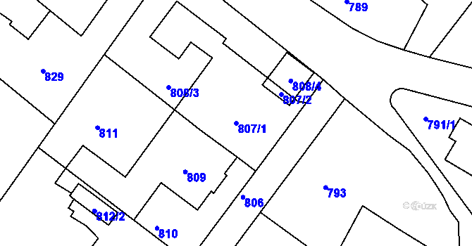 Parcela st. 807/1 v KÚ Kopřivnice, Katastrální mapa