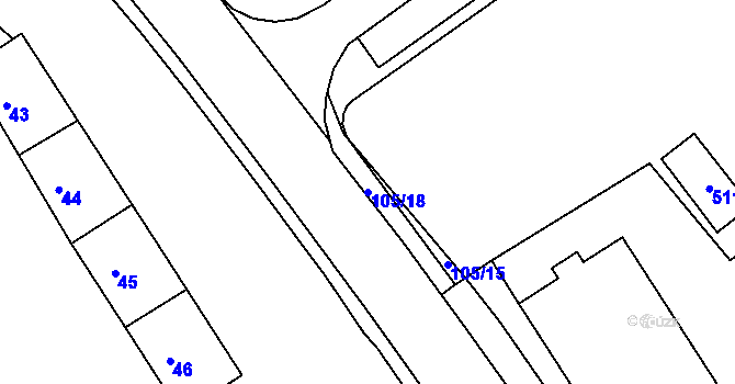 Parcela st. 105/18 v KÚ Kopřivnice, Katastrální mapa