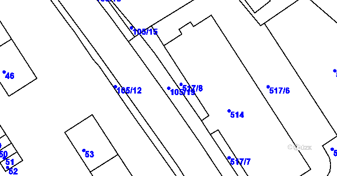 Parcela st. 105/19 v KÚ Kopřivnice, Katastrální mapa