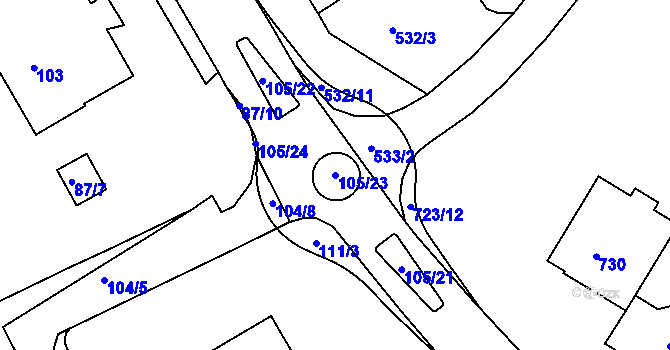 Parcela st. 105/23 v KÚ Kopřivnice, Katastrální mapa