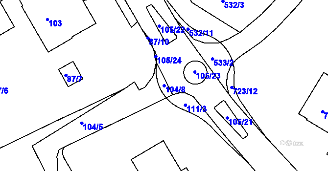 Parcela st. 104/8 v KÚ Kopřivnice, Katastrální mapa