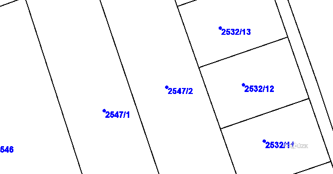 Parcela st. 2547/2 v KÚ Kopřivnice, Katastrální mapa