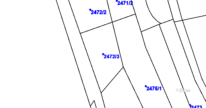 Parcela st. 2472/3 v KÚ Kopřivnice, Katastrální mapa