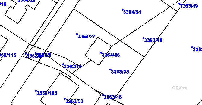 Parcela st. 3364/45 v KÚ Kopřivnice, Katastrální mapa