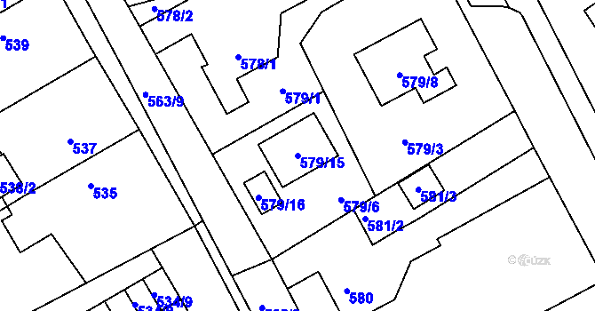 Parcela st. 579/15 v KÚ Kopřivnice, Katastrální mapa