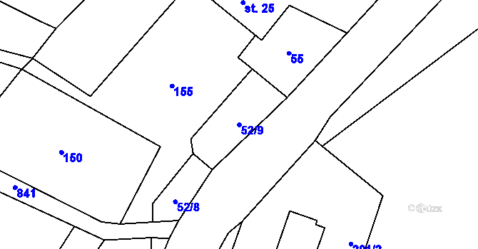 Parcela st. 52/9 v KÚ Horky u Dubé, Katastrální mapa