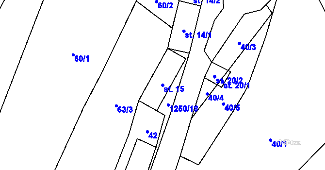 Parcela st. 15 v KÚ Korce, Katastrální mapa