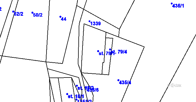 Parcela st. 79/1 v KÚ Korce, Katastrální mapa