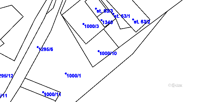 Parcela st. 1000/10 v KÚ Korce, Katastrální mapa