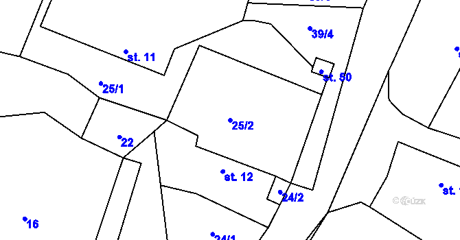 Parcela st. 25/2 v KÚ Korkyně, Katastrální mapa