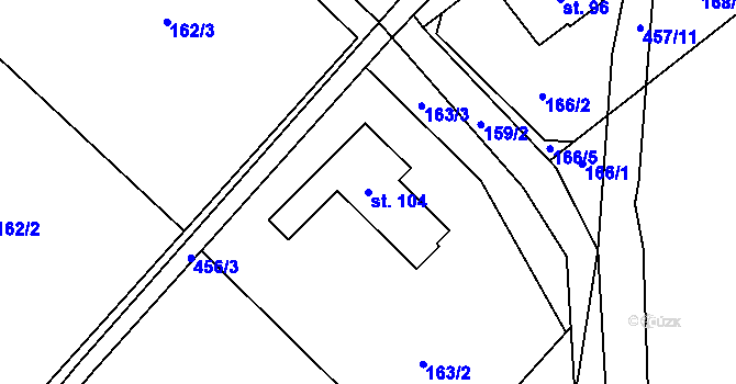 Parcela st. 104 v KÚ Kornice, Katastrální mapa